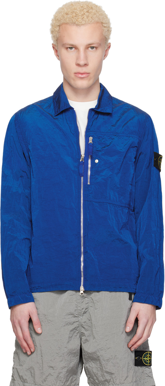 ジャケット・アウター 25SS stone  NYLON L IN ECONYL Stone Island: Blue 1200038 Nylon Metal ECONYL® Jacket | SSENSE