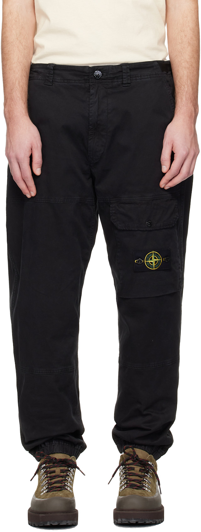 Stone Island: ブラック 3100010 Organic Cotton Stretch Broken Twill
