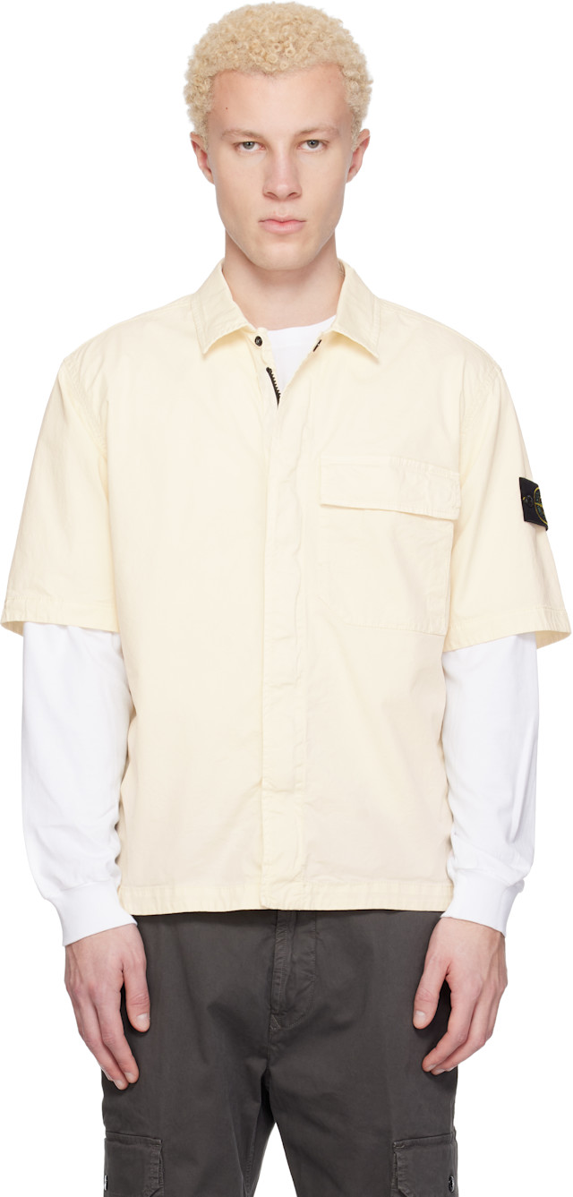 Stone Island: オフホワイト 1100025 Stretch Organic Cotton Twill