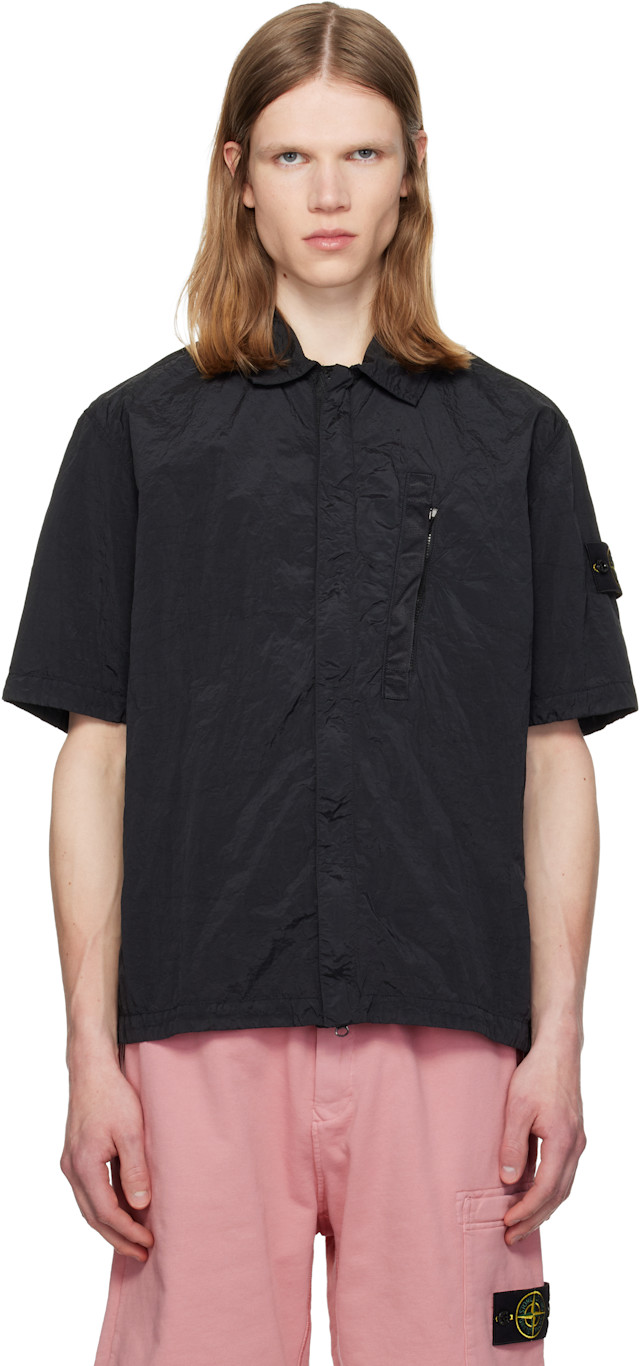 Stone Island: ブラック 1200028 Nylon Metal ECONYL シャツ | SSENSE 日本