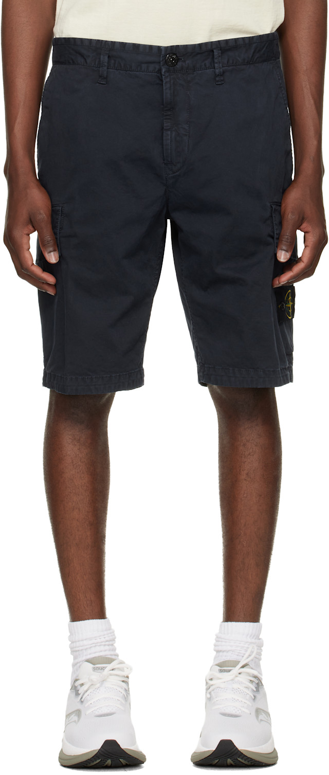 STONE  ネイビー カーゴショートパンツ Stone Island: ネイビー L100018 カーゴショートパンツ | SSENSE 日本