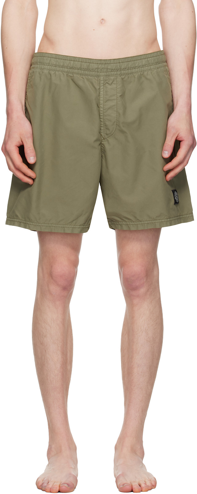 Stone Island: カーキ B100B09 Brushed Nylon スイムショーツ | SSENSE