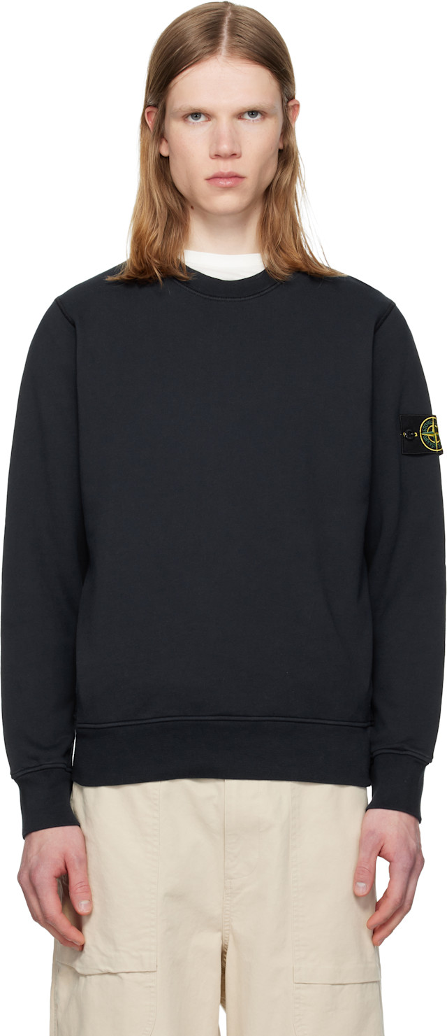 Stone Island: Navy 6100060 Organic Cotton Fleece Sweatshirt | SSENSE