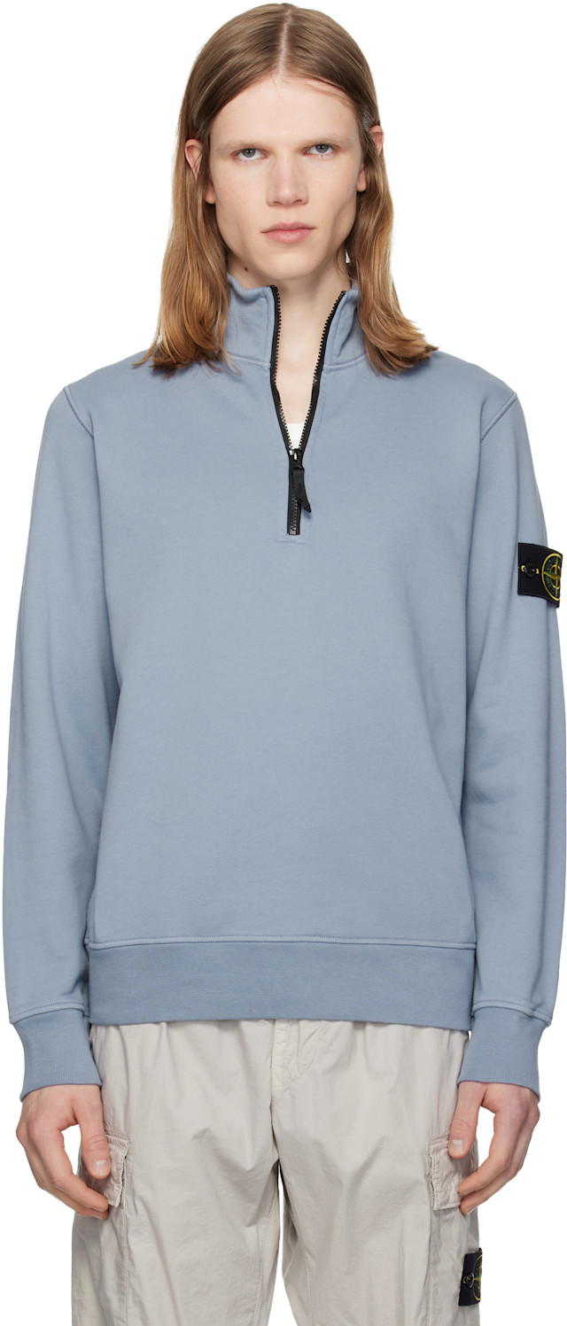 Stone Island: Blue 6100061 Organic Cotton Fleece Sweatshirt | SSENSE