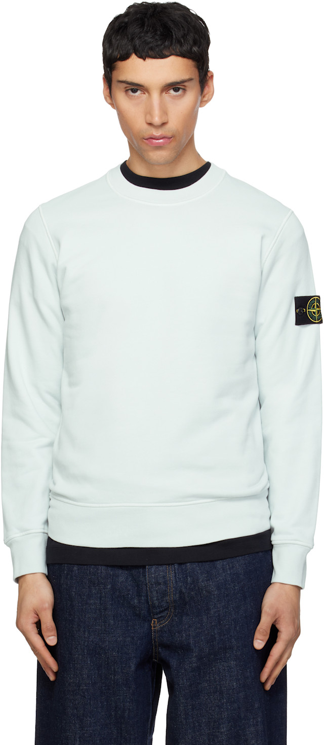 Stone Island: ブルー 6100060 Organic Cotton Fleece スウェット Stone Island: ブルー 6100060 Organic Cotton Fleece スウェット