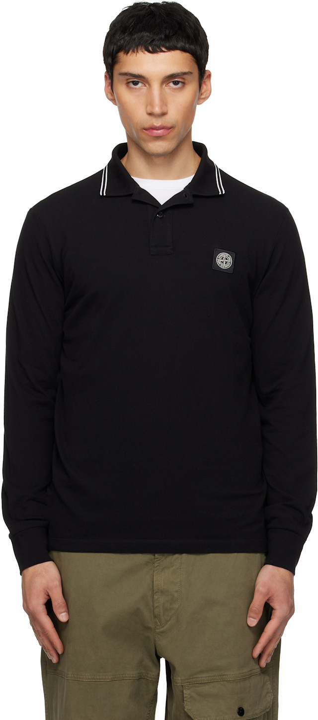 Stone Island: ブラック 2200012 Organic Cotton Piqué ポロシャツ
