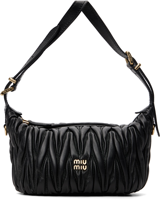 Miu Miu: Black Matelassé Nappa Leather Bag | SSENSE Canada