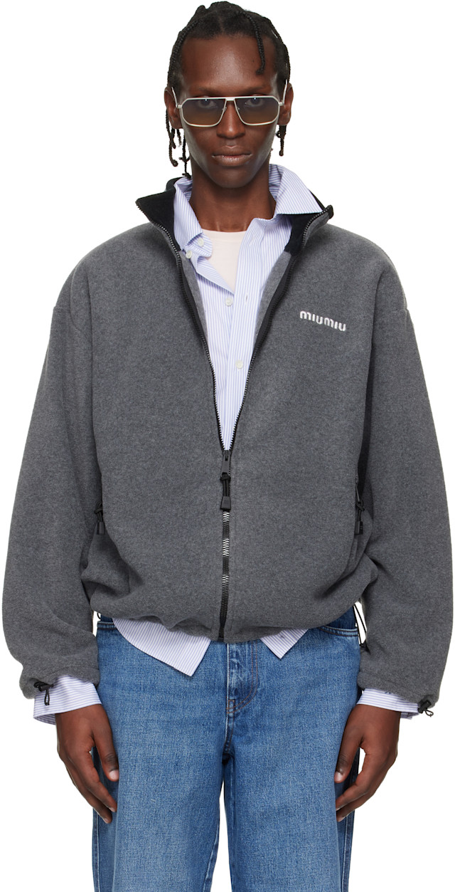 Miu Miu: Gray Fleece Track Jacket | SSENSE Canada