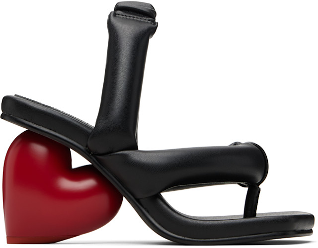 Yumeyume love heel black red ヒールサンダル23cm YUME YUME: Black Love Heeled Sandals | SSENSE