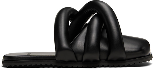YUME YUME: Black Closed Toe Tyre Slide Loafers | SSENSE
