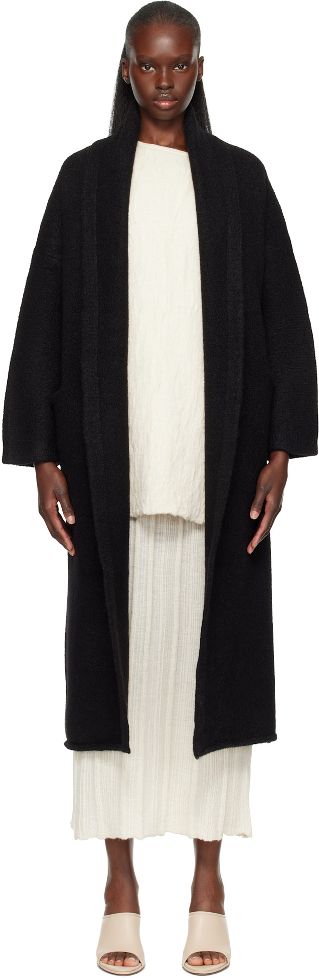 Lauren Manoogian: Black Long Shawl Cardigan | SSENSE