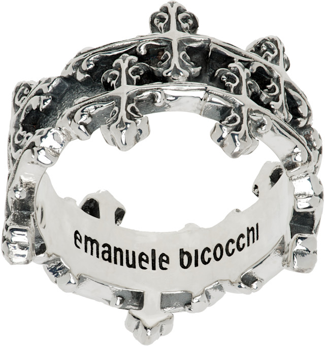 Emanuele Bicocchi: Avelli Cross Double Band Ring | SSENSE
