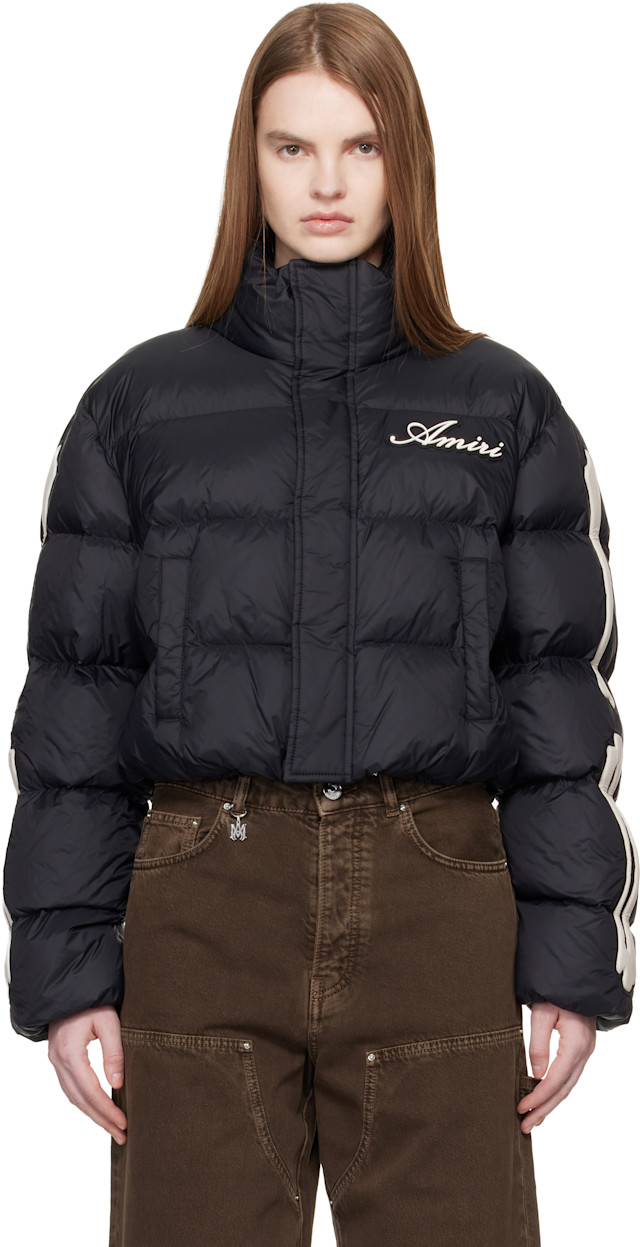 AMIRI: Black Bones Cropped Down Jacket | SSENSE