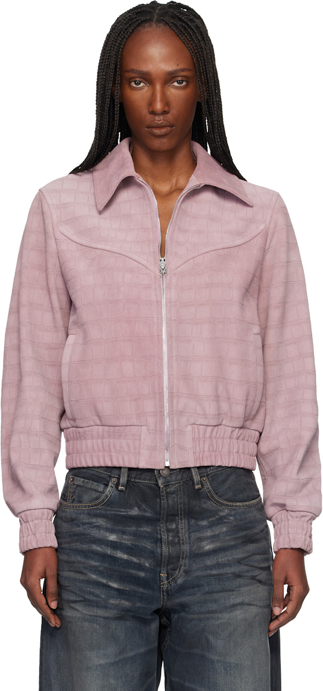 AMIRI: Pink Western Croc Suede Jacket | SSENSE
