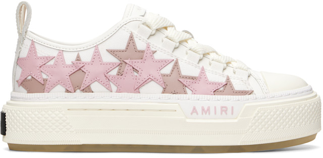 AMIRI: White & Pink Stars Court Low Sneakers | SSENSE