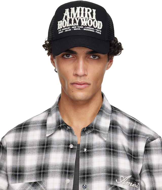 AMIRI HOLLYWOOD トラッカーキャップ ブラック AMIRI: ブラック 'AMIRI Hollywood' トラッカーキャップ | SSENSE 日本