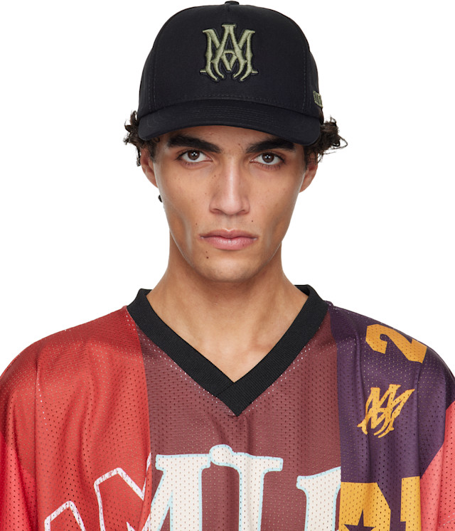AMIRI: Black MA Outline Canvas Cap | SSENSE