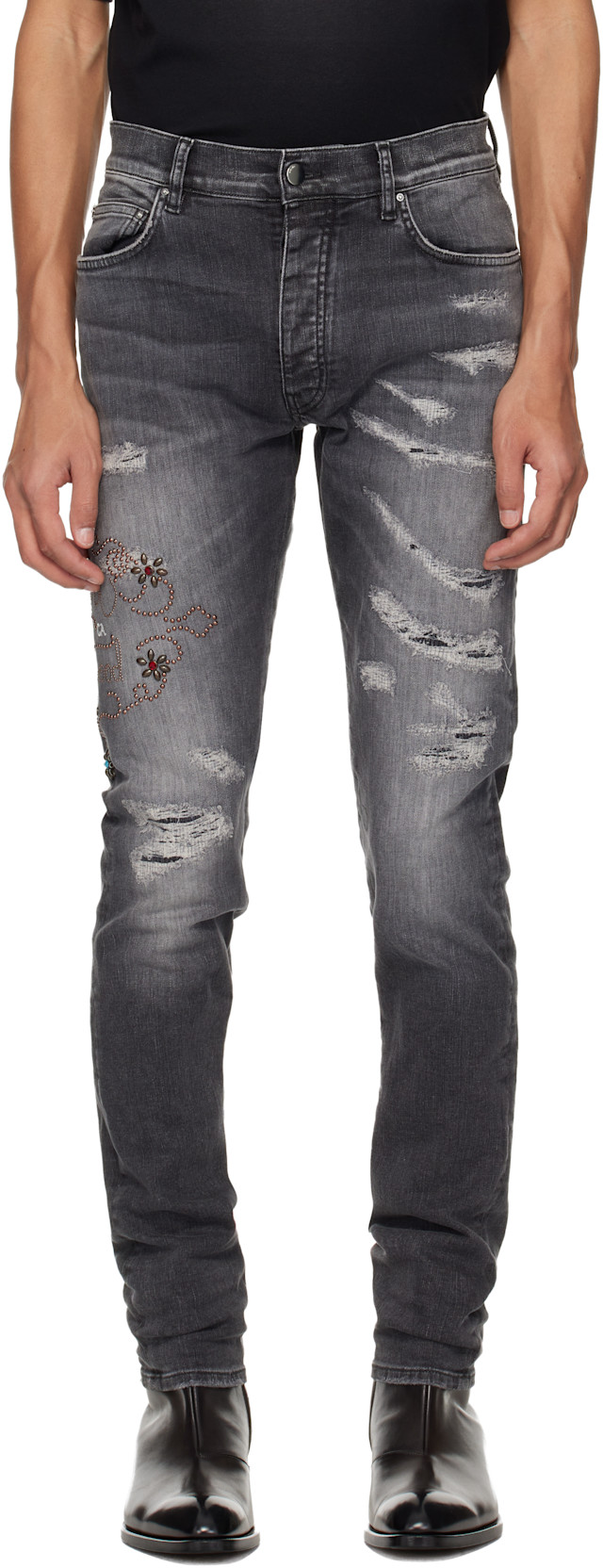 AMIRI: Black 'AMIRI Hollywood' Studded Jeans | SSENSE