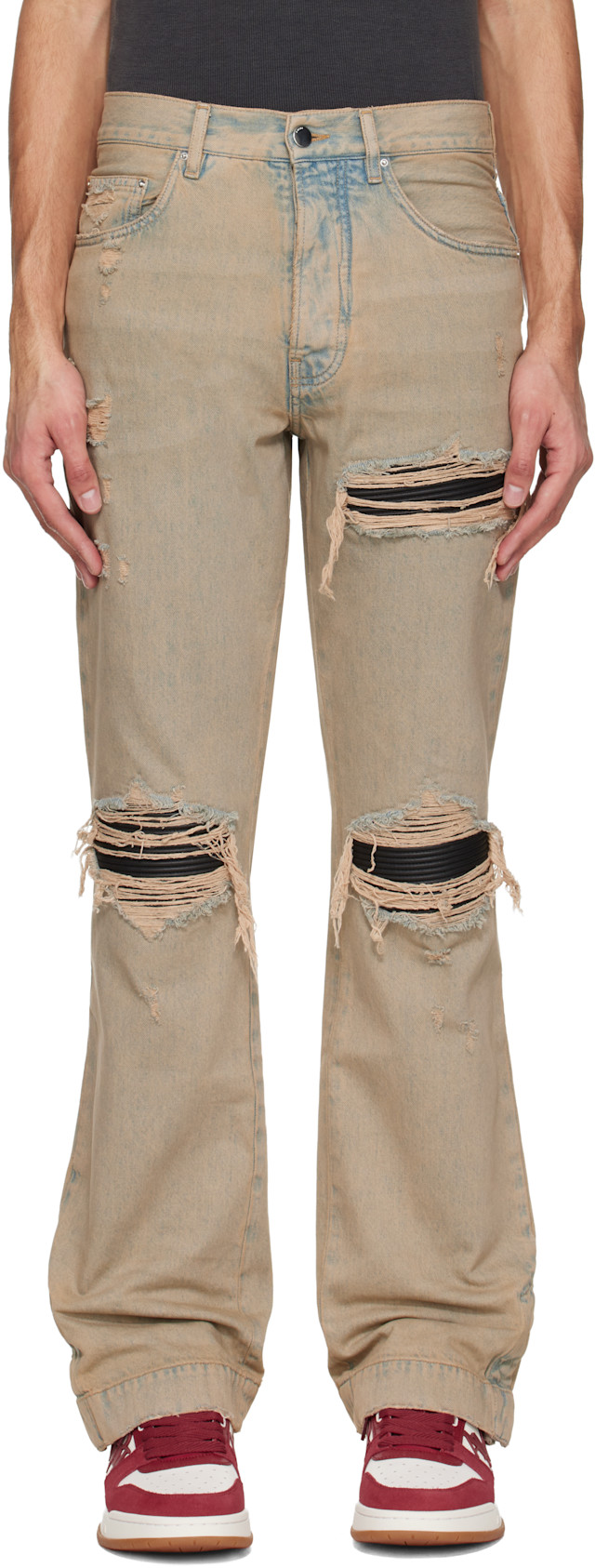 AMIRI: Beige MX1 Straight Flare Jeans | SSENSE