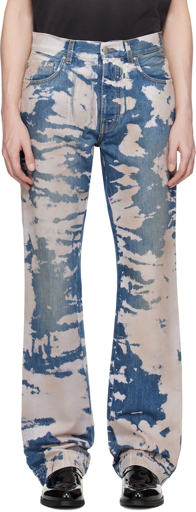 AMIRI: Blue Bleached Straight Flare Jeans | SSENSE