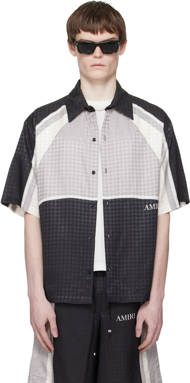 AMIRI【未使用品】MA Quadボーリングシャツ サイズL AMIRI: Black MA Quad Panel Oversized Camp Shirt | SSENSE