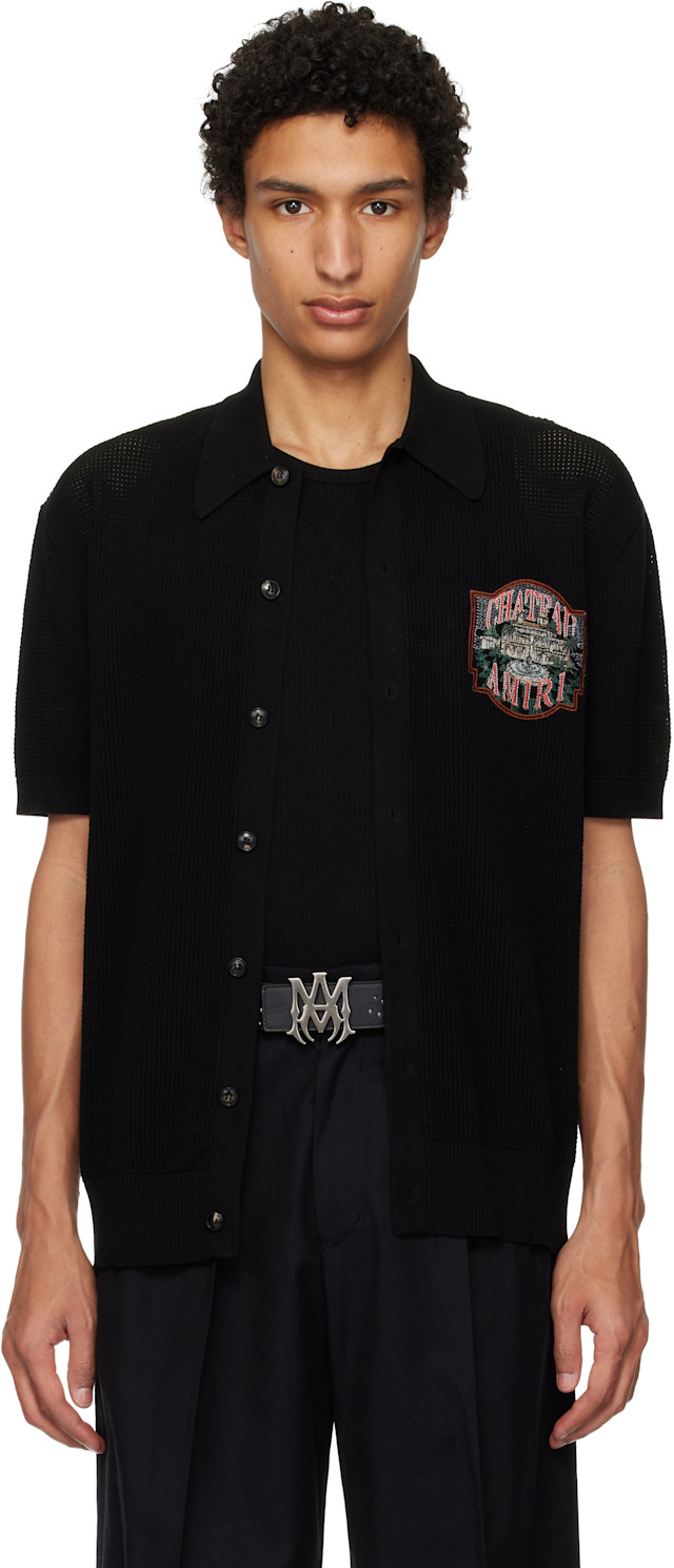 AMIRI シャツ AMIRI: Black 'Chateau AMIRI' Crochet Oversized Shirt | SSENSE