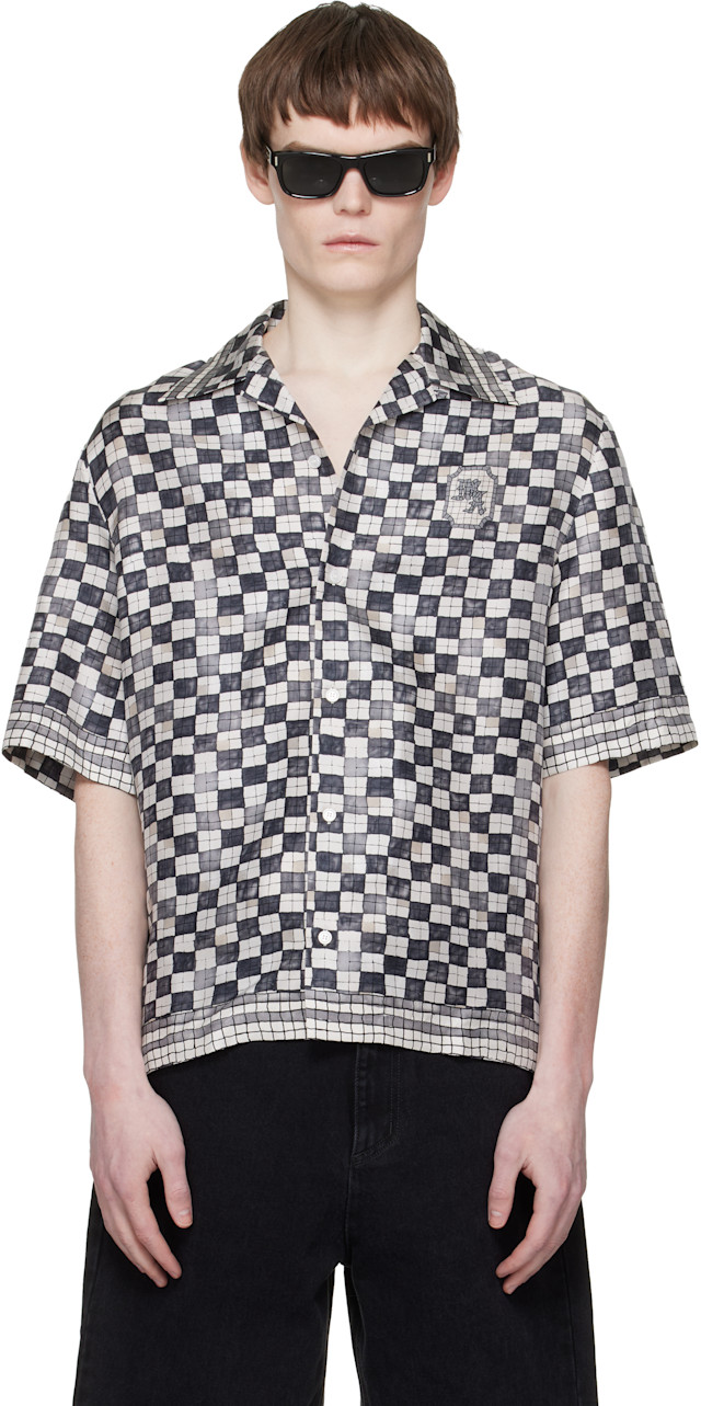 AMIRI: グレー MA ブロックチェック ボウリングシャツ | SSENSE 日本