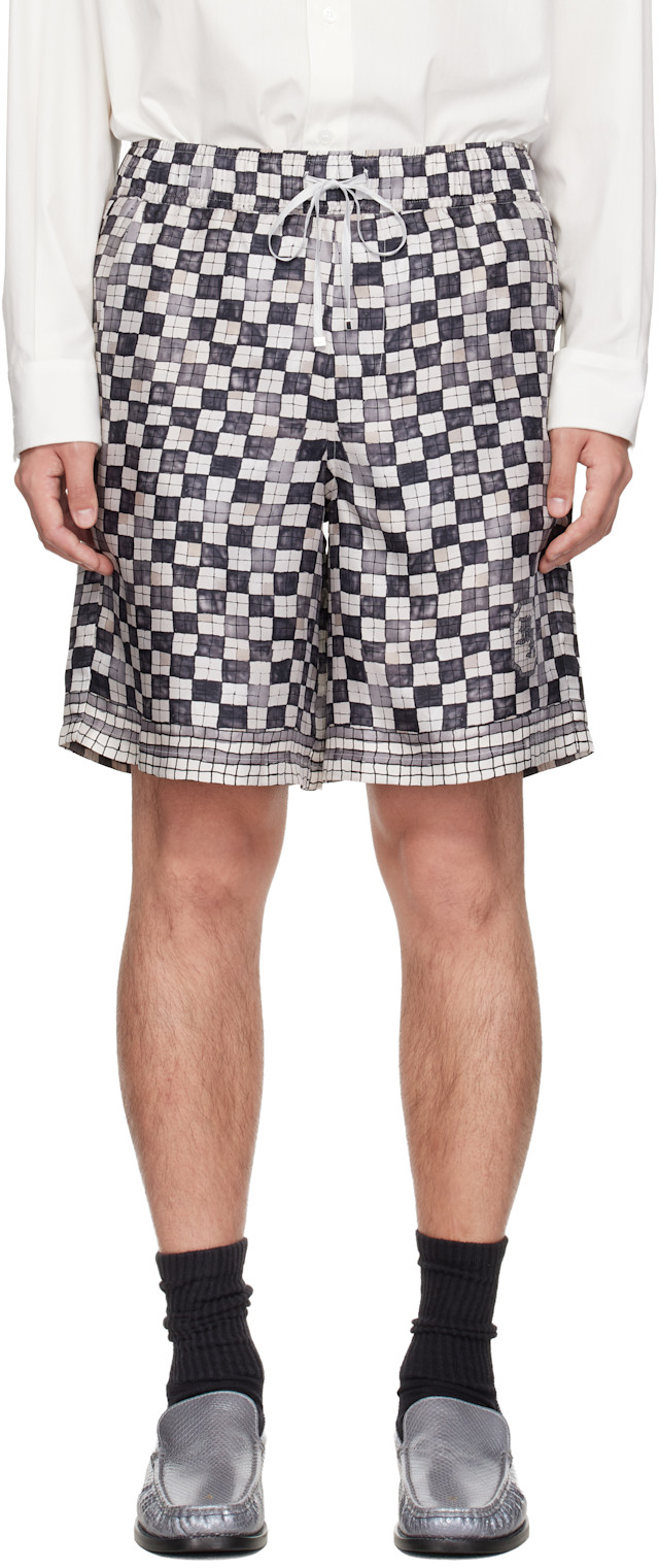 AMIRI: グレー＆オフホワイト MA Checkered ショートパンツ | SSENSE 日本
