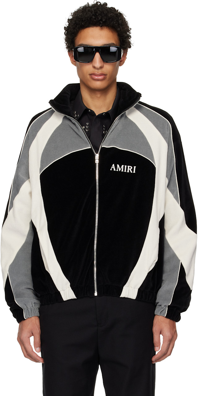 AMIRI: Black & Gray Oversized Panel Track Jacket | SSENSE
