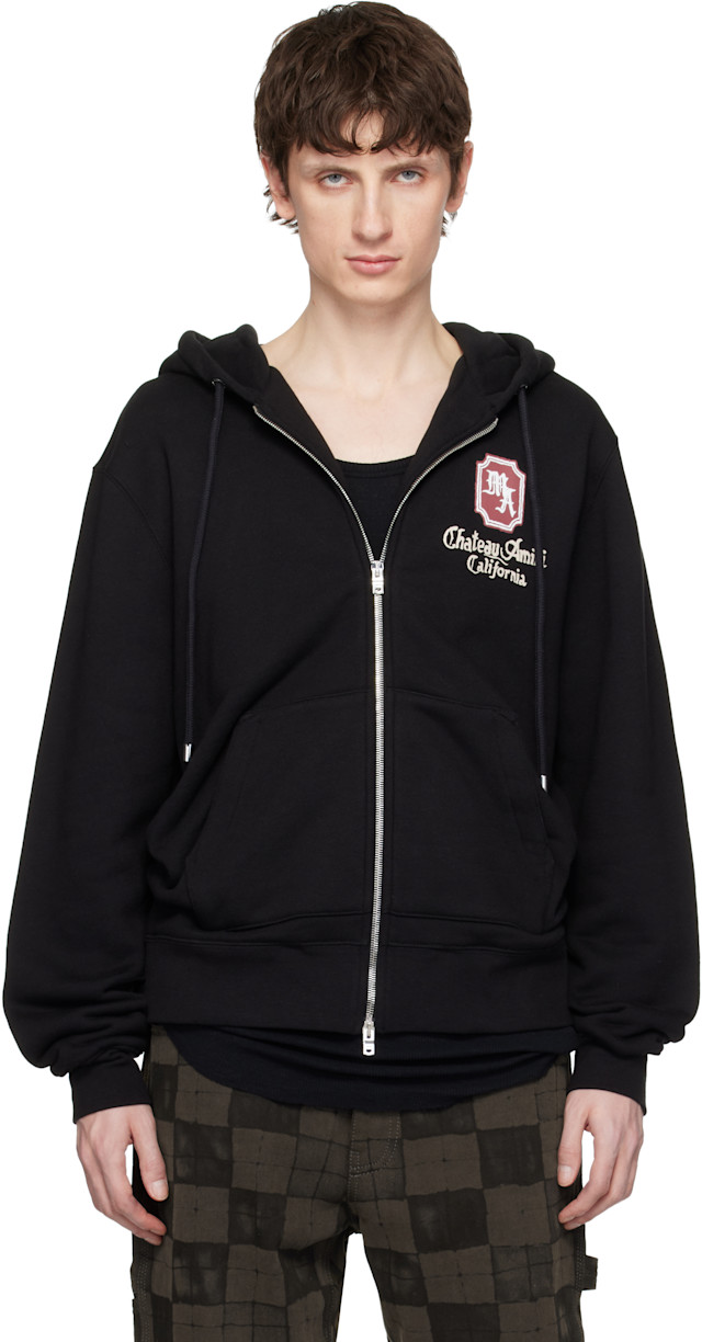 AMIRI: Black 'MA Chateau' Zip Hoodie | SSENSE