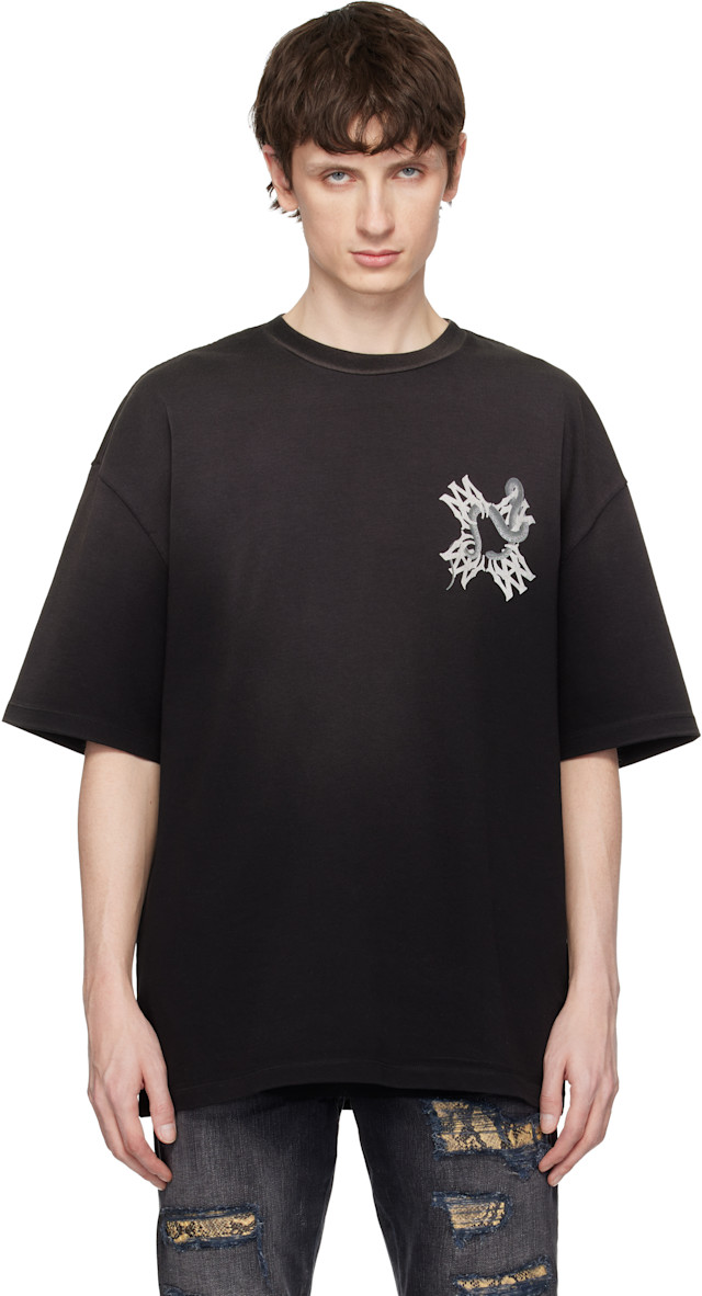 AMIRI: Black MA Quad Snake T-shirt | SSENSE