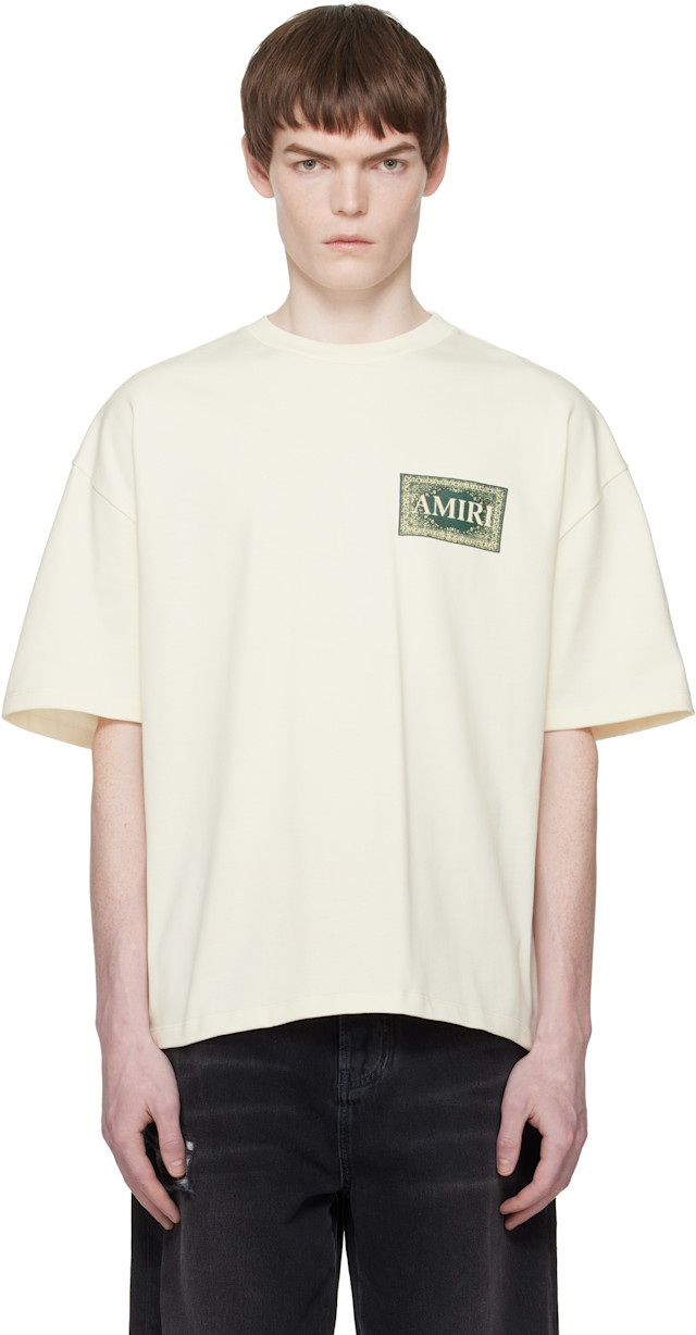 AMIRI ホワイト Tシャツ XS AMIRI: White Bandana Oversized T-shirt | SSENSE