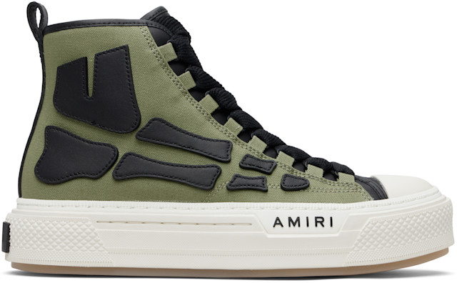 AMIRI: Khaki Skel Court Hi Sneakers | SSENSE