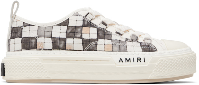 AMIRI: ホワイト＆グレー Checkered Court ローカットスニーカー