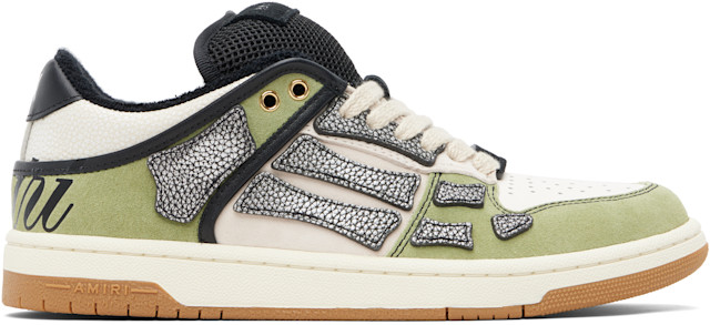 XL AMIRI ラメプリント AMIRI: White & Green XL Skel Top Low Sneakers | SSENSE Canada