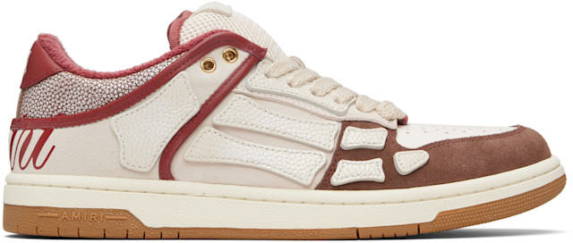 AMIRI: White & Red XL Skel Top Low Sneakers | SSENSE