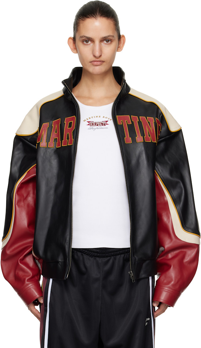 Martine Rose: Red & Black Superbowl Leather Jacket | SSENSE Canada