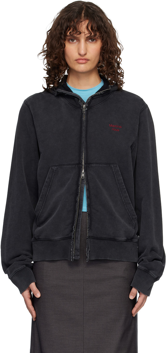 Martine Rose: Black Zip Crew Hoodie | SSENSE