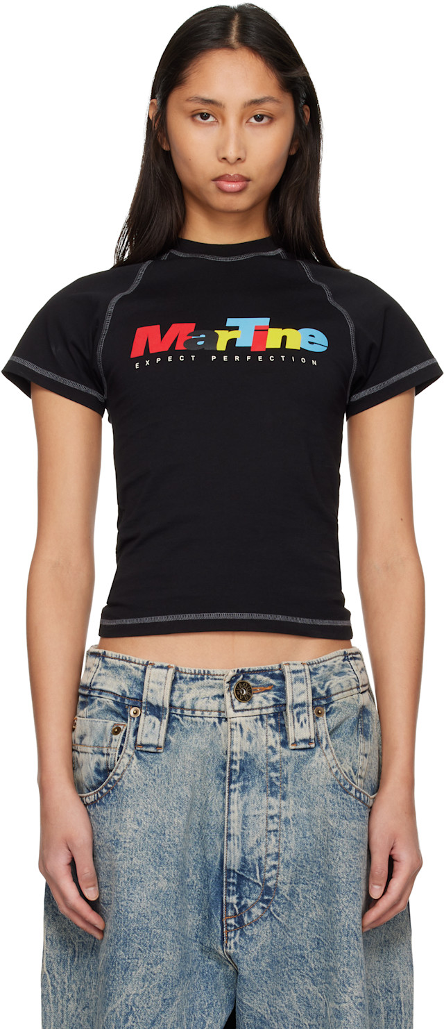 Martine Rose: Black Raglan Shrunken T-shirt | SSENSE