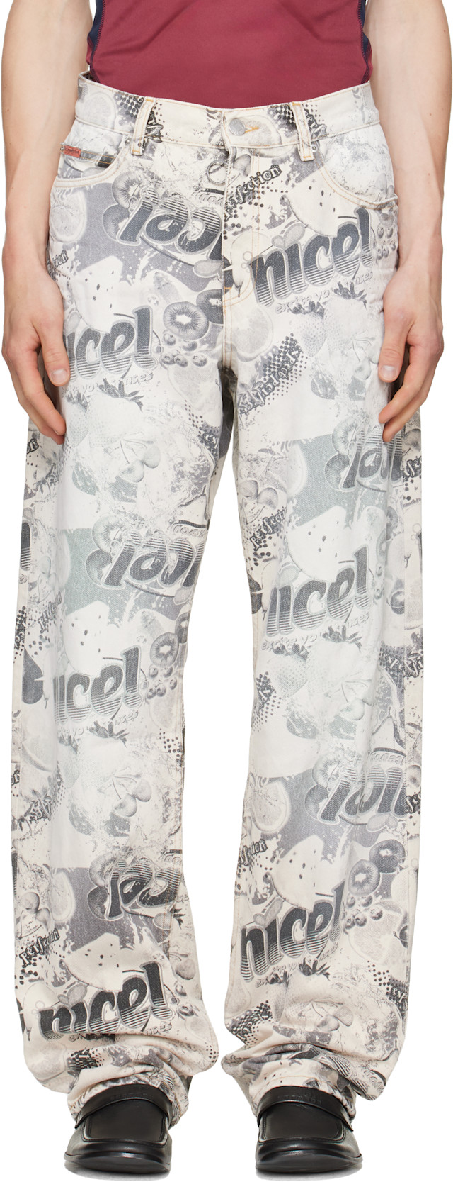 Martine Rose: White & Black 5 Pocket Relaxed Fit Jeans | SSENSE