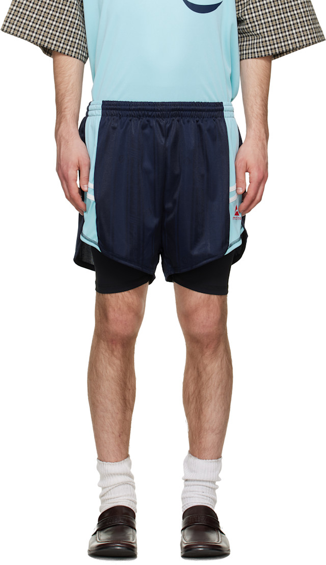 Martine Rose: Navy Double Football Shorts | SSENSE China