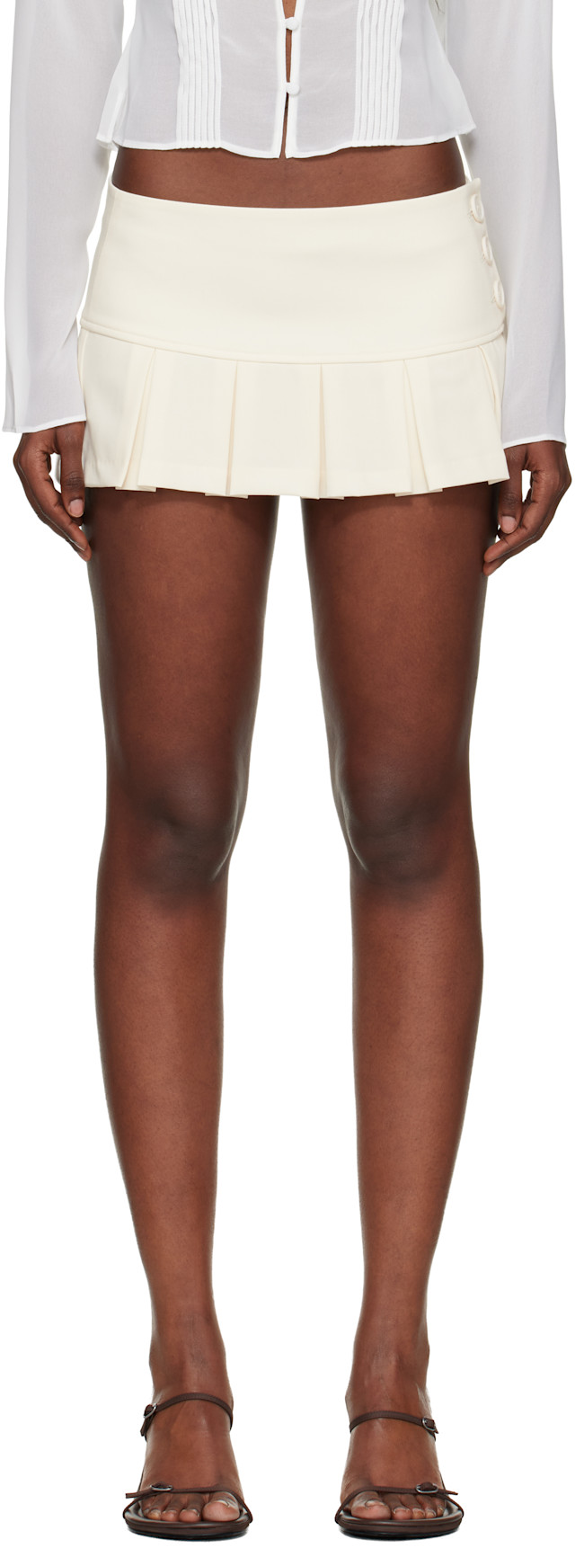 GUIZIO: Off-White Pleated Micro Miniskirt | SSENSE