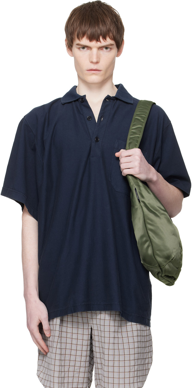 Hed Mayner: Navy Garment-Dyed Polo | SSENSE