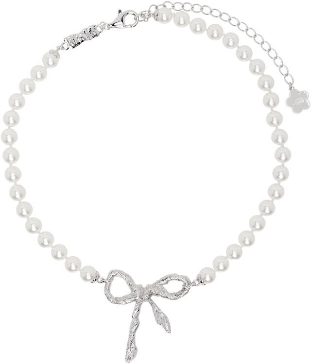 SHUSHU/TONG: YVMIN Edition Twisted Rope Bow Pearl Necklace | SSENSE