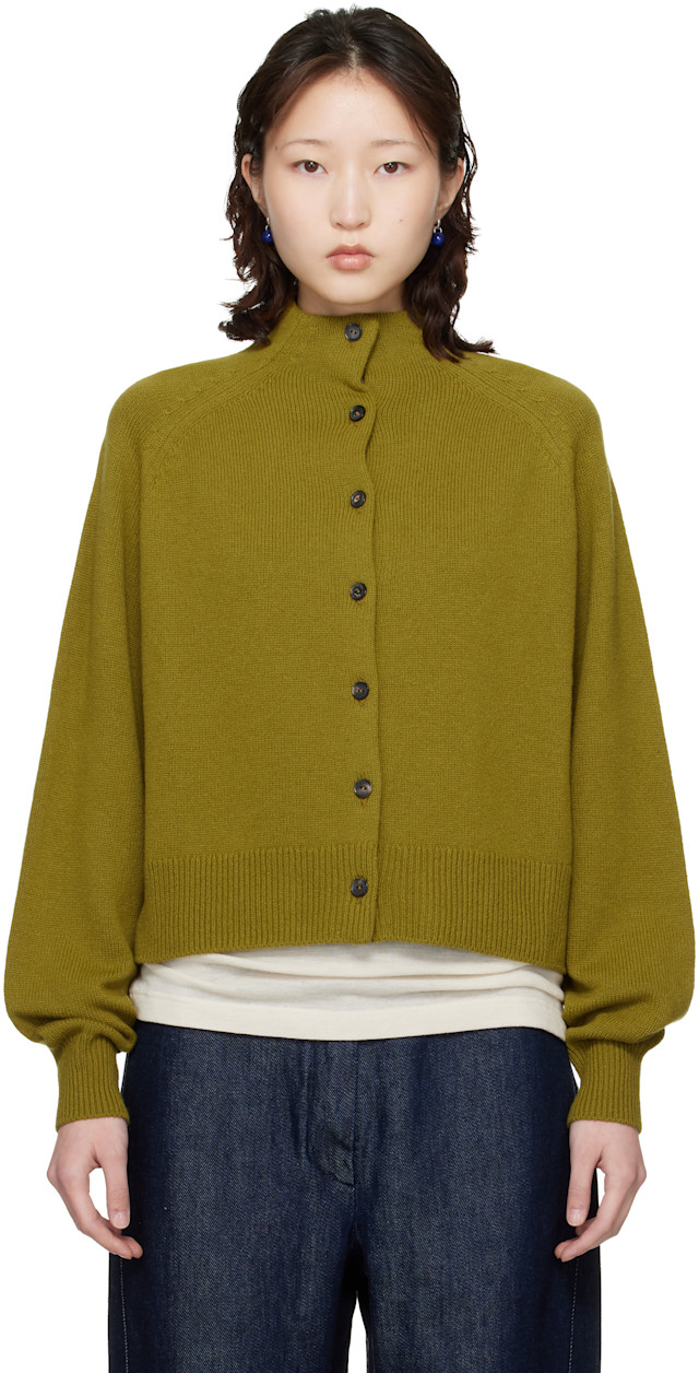 Cordera: Green Merino Wool Perkins Cardigan | SSENSE