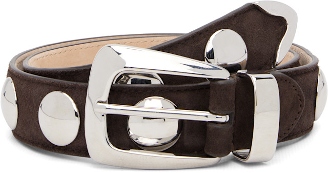 KHAITE: Brown Benny Studs Belt | SSENSE