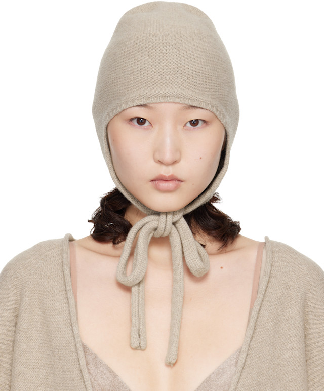 Baserange: Beige Tier Hood Beanie | SSENSE