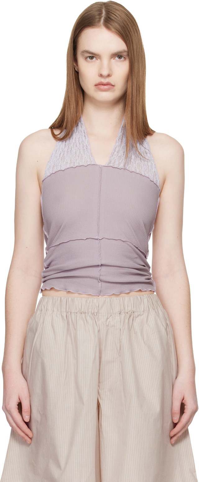 Baserange: Purple Nehru Halter Top | SSENSE