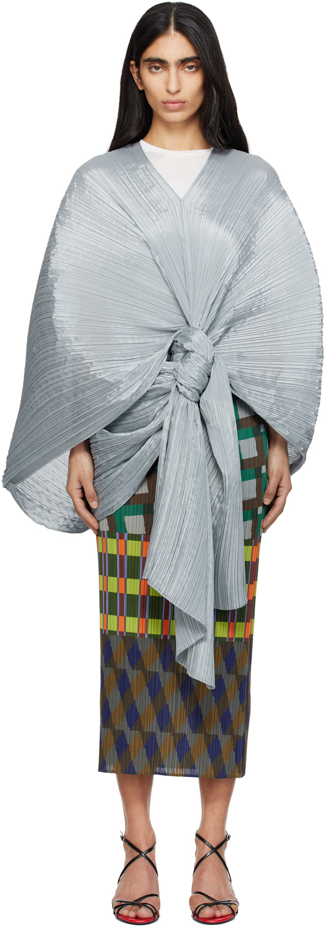 PLEATS PLEASE アームウォーマー付き PLEATS PLEASE ISSEY MIYAKE: Gray Madame-T Scarf | SSENSE