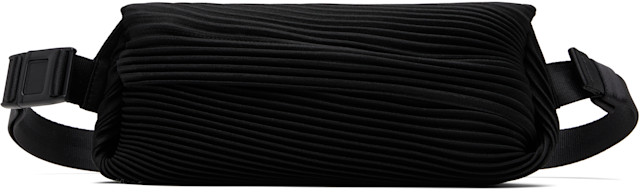 PLEATS PLEASE ISSEY MIYAKE: Black Bias Pleats Waist Pouch | SSENSE